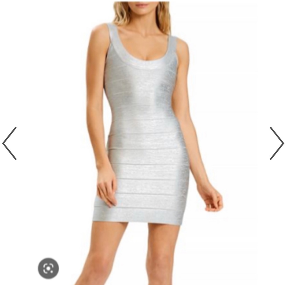 Herve Leger Silver Foil Bandage Mini NWT